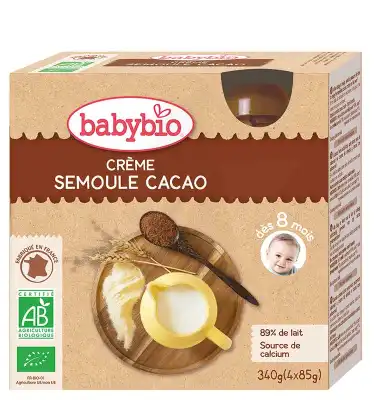 BABYBIO Gourde Crème Semoule Cacao