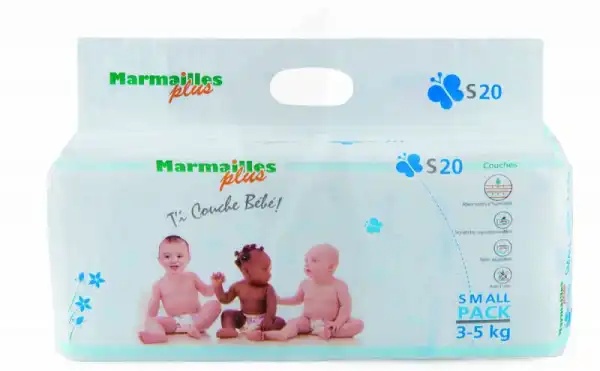 Marmailles Couches Bébé Taille S (3-5kg) 20 Couches