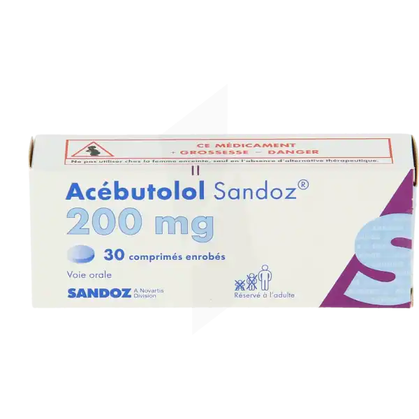 Acebutolol Sandoz 200 Mg, Comprimé Enrobé