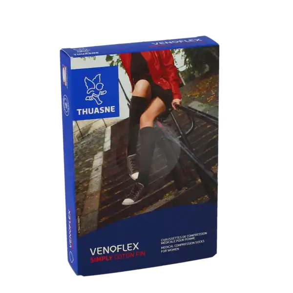 Venoflex Simply 2 Chaussette Coton Fin Femme Rose Poudre Taille 2n