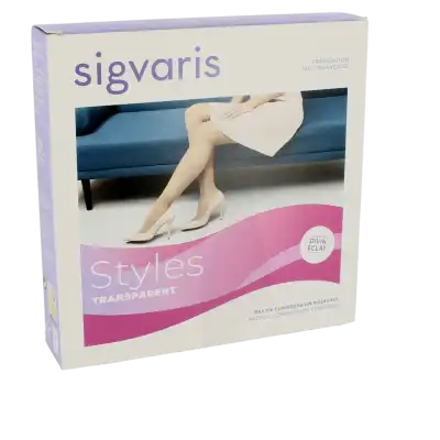 SIGVARIS STYLES TRANSPARENT BAS AUTO-FIXANTS PO FEMME CLASSE 2 BEIGE 110 MEDIUM LONG