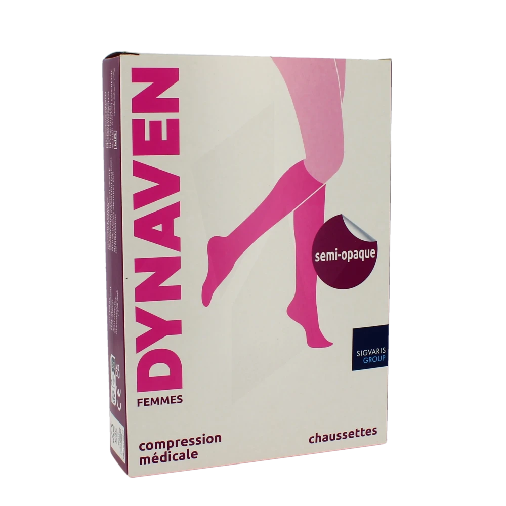 Sigvaris Dynaven Semi-opaque Chaussette Classe 2 Femme Noir Long M+