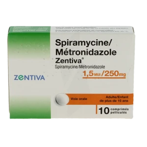 Spiramycine Metronidazole Zentiva 1,5 Mui/250 Mg, Comprimé Pelliculé