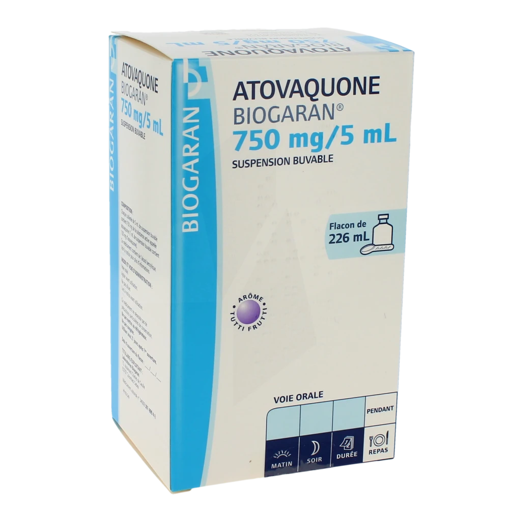 Atovaquone Biogaran 750 Mg/5ml, Suspension Buvable