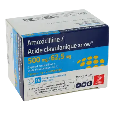 Amoxicilline/acide Clavulanique Arrow 500 Mg/62,5 Mg Adultes, Comprimé Pelliculé (rapport Amoxicilline/acide Clavulanique : 8/1) à Casteljaloux