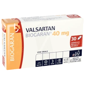 Valsartan Biogaran 40 Mg, Comprimé Pelliculé Sécable