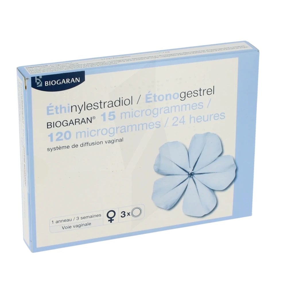 Ethinylestradiol/etonogestrel Biogaran 15 Microgrammes/120 Microgrammes/24 Heures, Système De Diffusion Vaginal