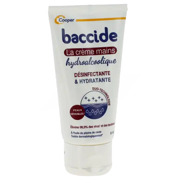 Baccide Crème Hydroalcoolique 2 En 1 Mains Hydratante Et Désinfectante T/50ml