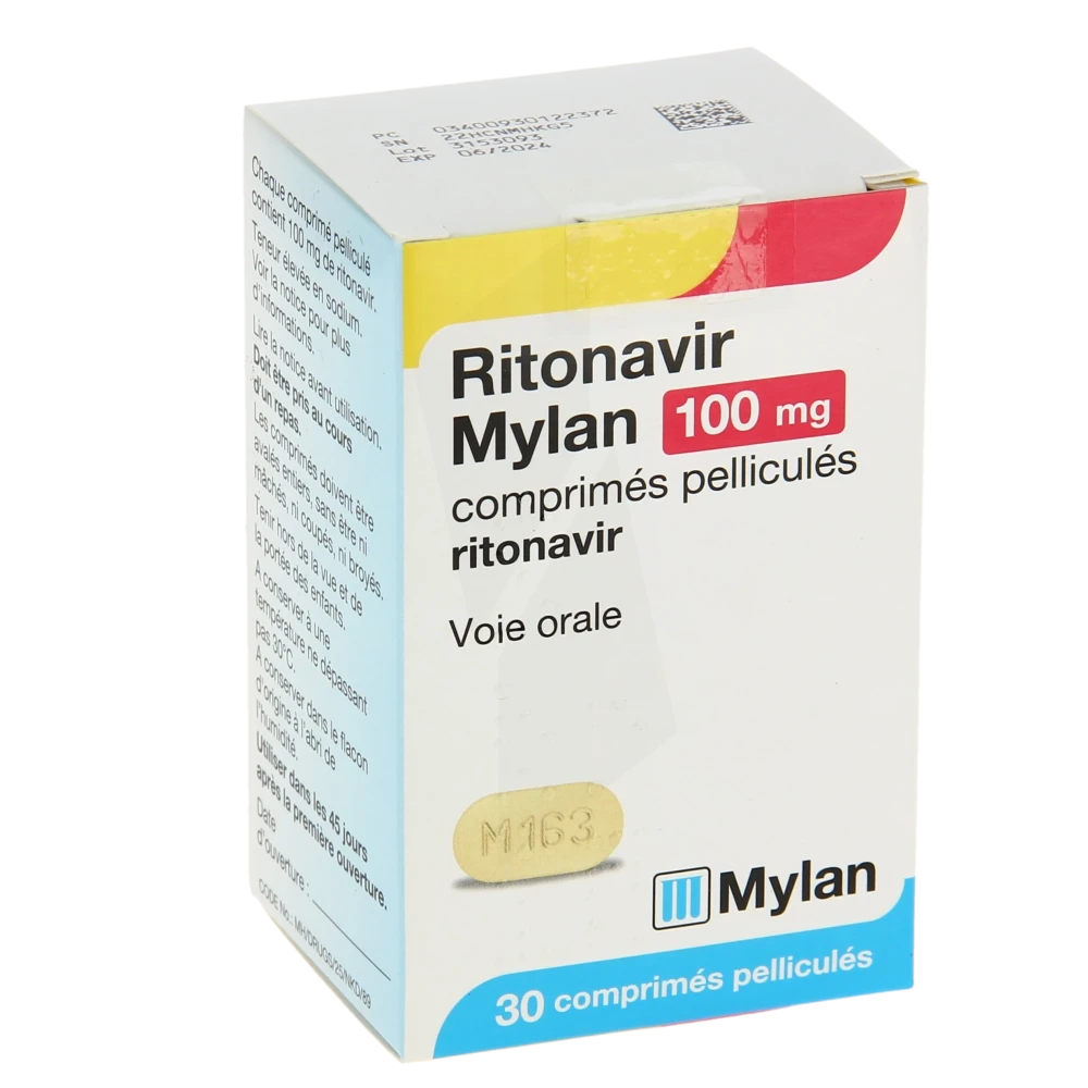 Ritonavir Mylan 100 Mg, Comprimé Pelliculé