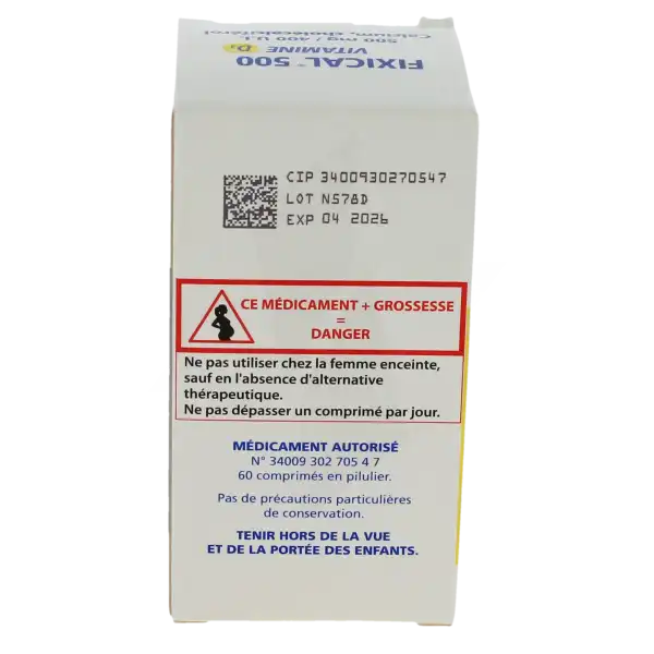 Fixical Vitamine D3 500 Mg/400 Ui Cpr à Croquer/sucer Pilulier/60