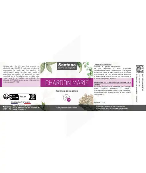 Santane Chardon Marie Gélules De Poudre De Plantes 400mg B/60