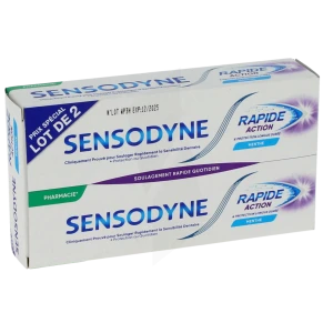 Sensodyne Rapide Pâte Dentifrice Dents Sensibles 2*75ml