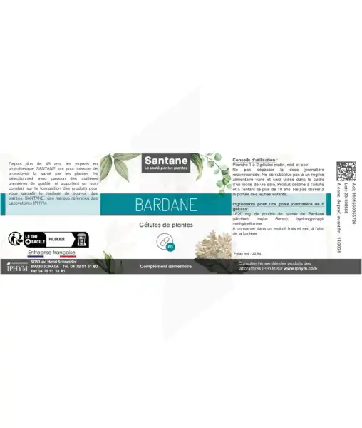 Santane Bardane Gélules De Poudre De Plantes 270mg B/60