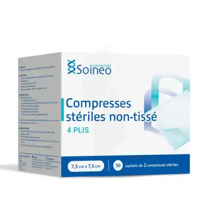 Soineo Compresses Stérile Non Tissé 7,5x7,5cm 50 Sachets/2 à Avon