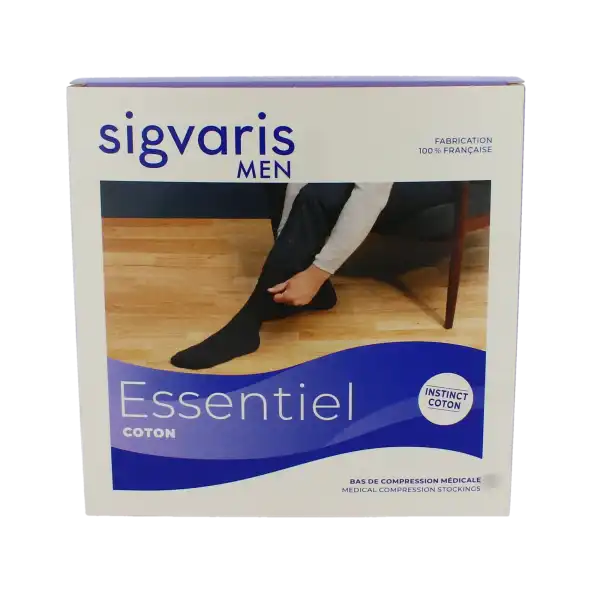 Sigvaris Essentiel Coton Bas Auto-fixants  Homme Classe 2 Noir Medium Normal