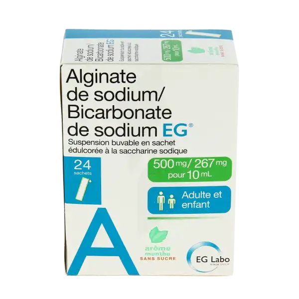 Alginate De Sodium/bicarbonate De Sodium Eg 500 Mg/267 Mg Pour 10 Ml, Suspension Buvable En Sachet