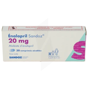 Enalapril Sandoz 20 Mg, Comprimé Sécable