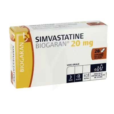 Simvastatine Biogaran 20 Mg, Comprimé Pelliculé Sécable à LE LAVANDOU