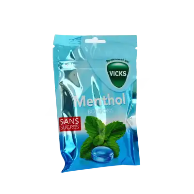 Vicks Bonbon menthol sans sucre Sachet/72g