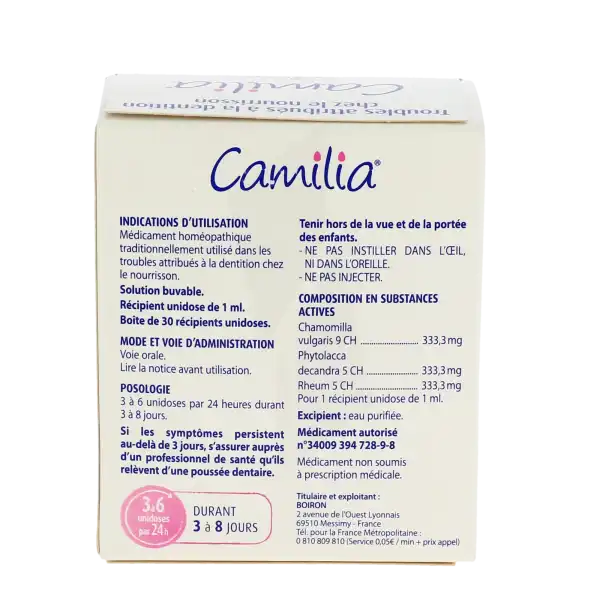 Boiron Camilia Solution Buvable 30 Unidoses/1ml