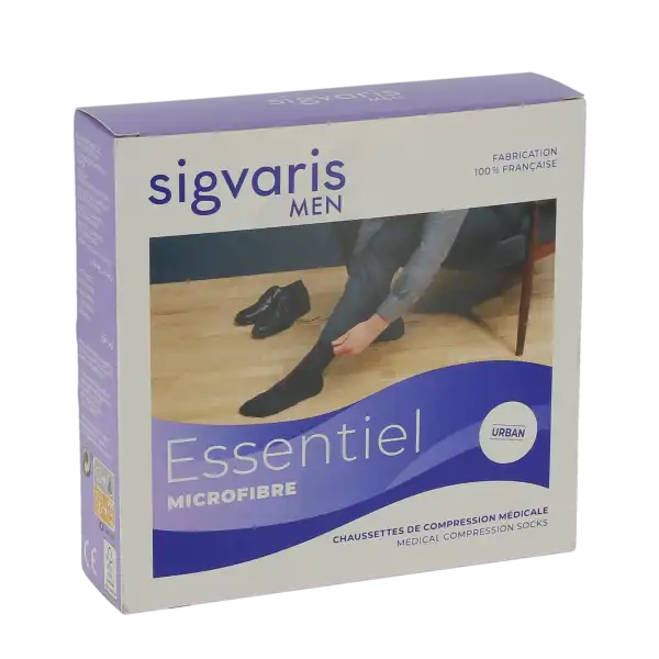 Sigvaris Essentiel Microfibre Chaussettes  Homme Classe 2 Noir X Large Long