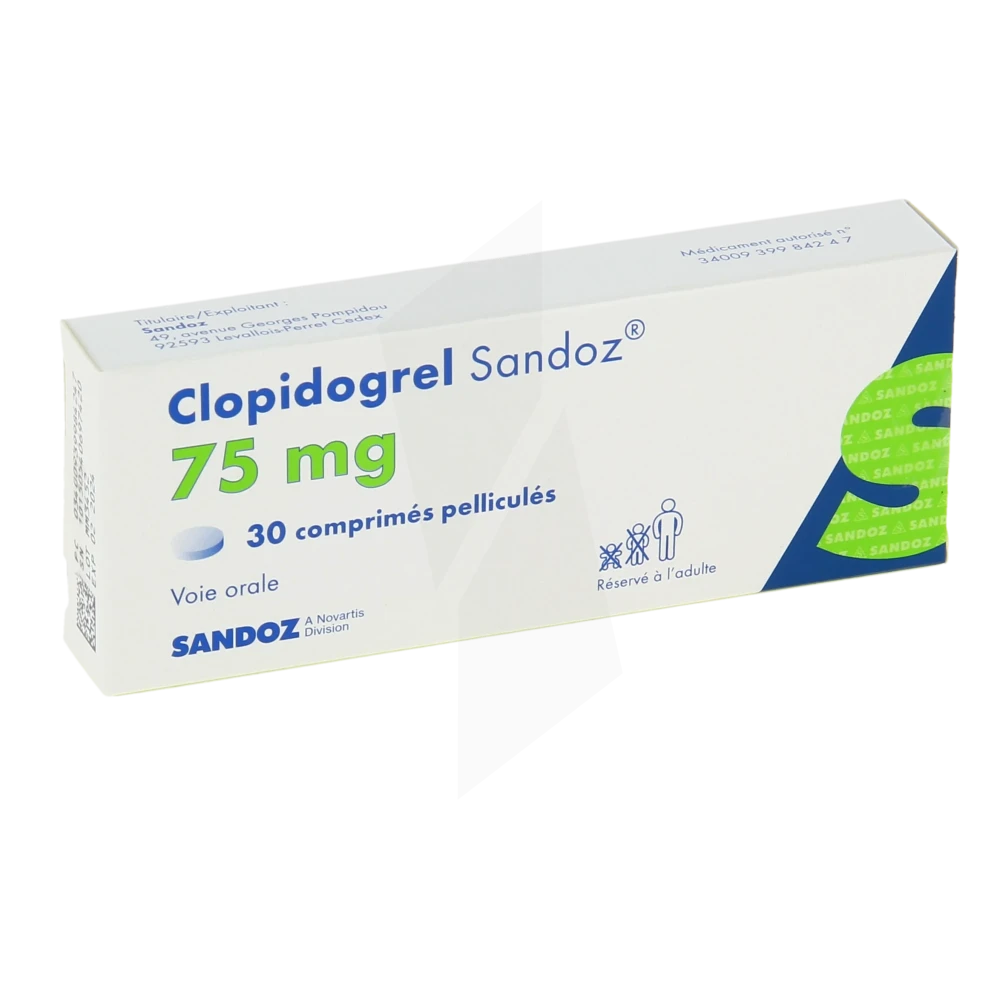 Clopidogrel Sandoz 75 Mg, Comprimé Pelliculé