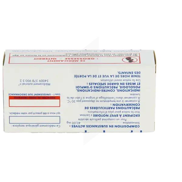 Simvastatine Sandoz 40 Mg, Comprimé Pelliculé Sécable