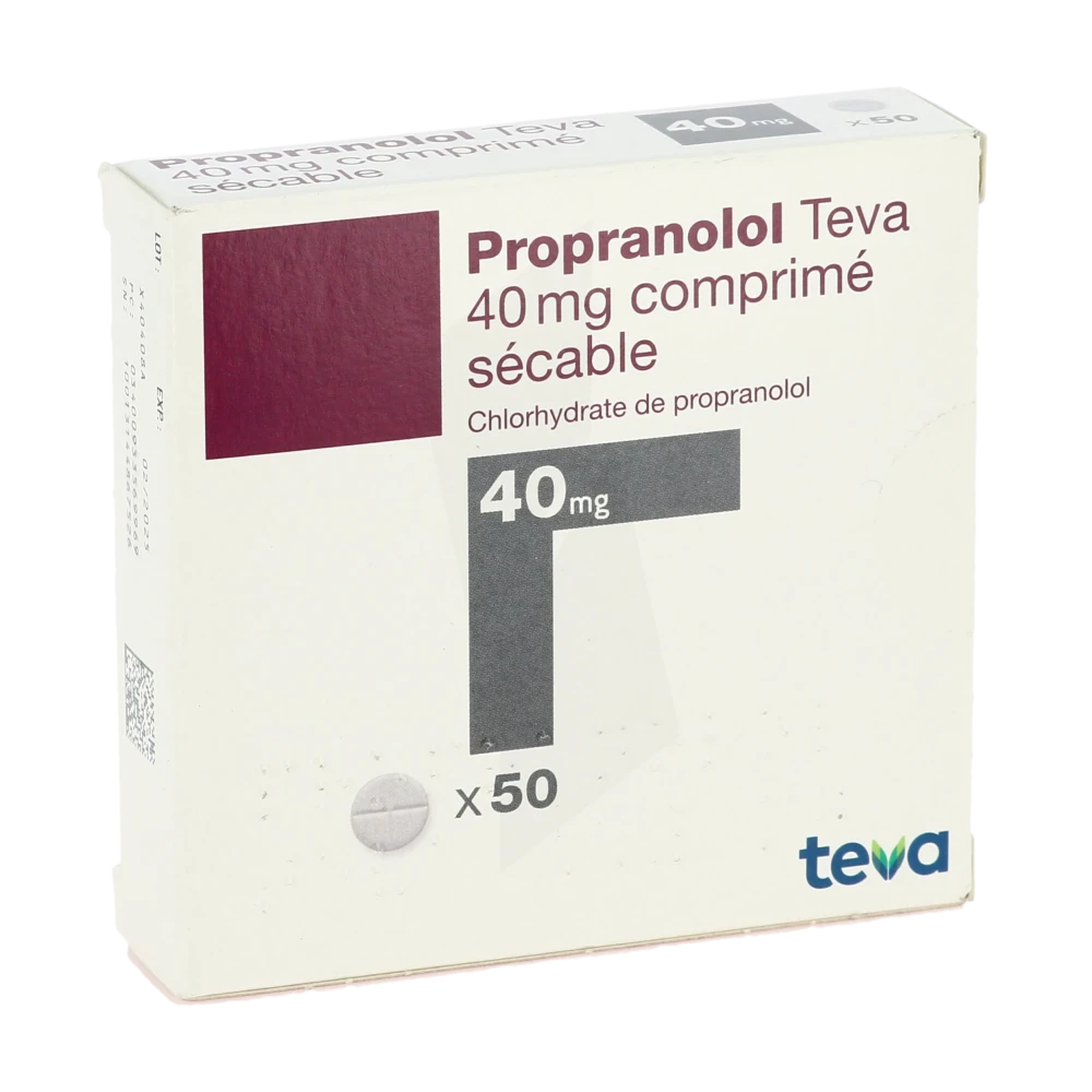 Propranolol Teva 40 Mg, Comprimé Sécable