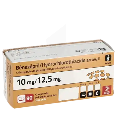 BENAZEPRIL/HYDROCHLOROTHIAZIDE ARROW 10 mg/12,5 mg, comprimé pelliculé sécable