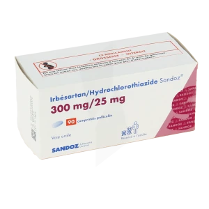 Irbesartan/hydrochlorothiazide Sandoz 300 Mg/25 Mg, Comprimé Pelliculé