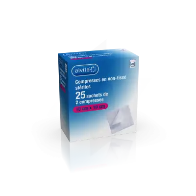 Alvita Compresses Stérile Non Tissé 10x10cm 25 Sachets/2 à Angers