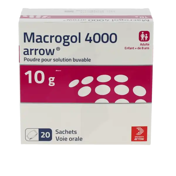 Macrogol 4000 Arrow 10 G, Poudre Pour Solution Buvable En Sachet