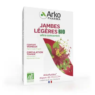 Arkofluide Bio Ultraextract Solution Buvable Jambes Légères 20 Ampoules/10ml à Fargues-  Saint Hilaire
