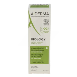 Aderma Biology Crème Légère Dermatologique Hydratante T/40ml