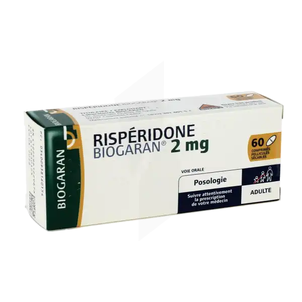Risperidone Biogaran 2 Mg, Comprimé Pelliculé Sécable