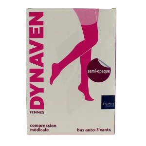 Sigvaris Dynaven Semi-opaque Bas Auto-fixant Classe 2 Femme Marine Normal S