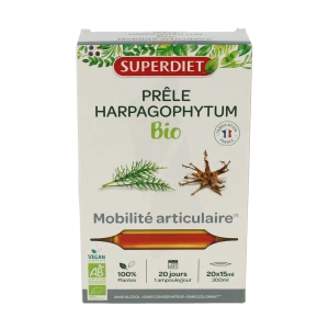 Superdiet Prêle Harpagophytum Bio Solution Buvable 20 Ampoules/15ml