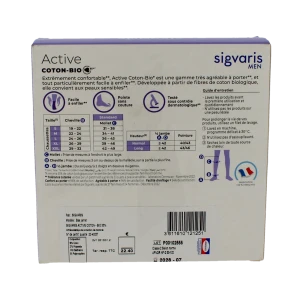 Sigvaris Active Coton Bio 55% Chaussette Classe 2 Homme Noir Long S