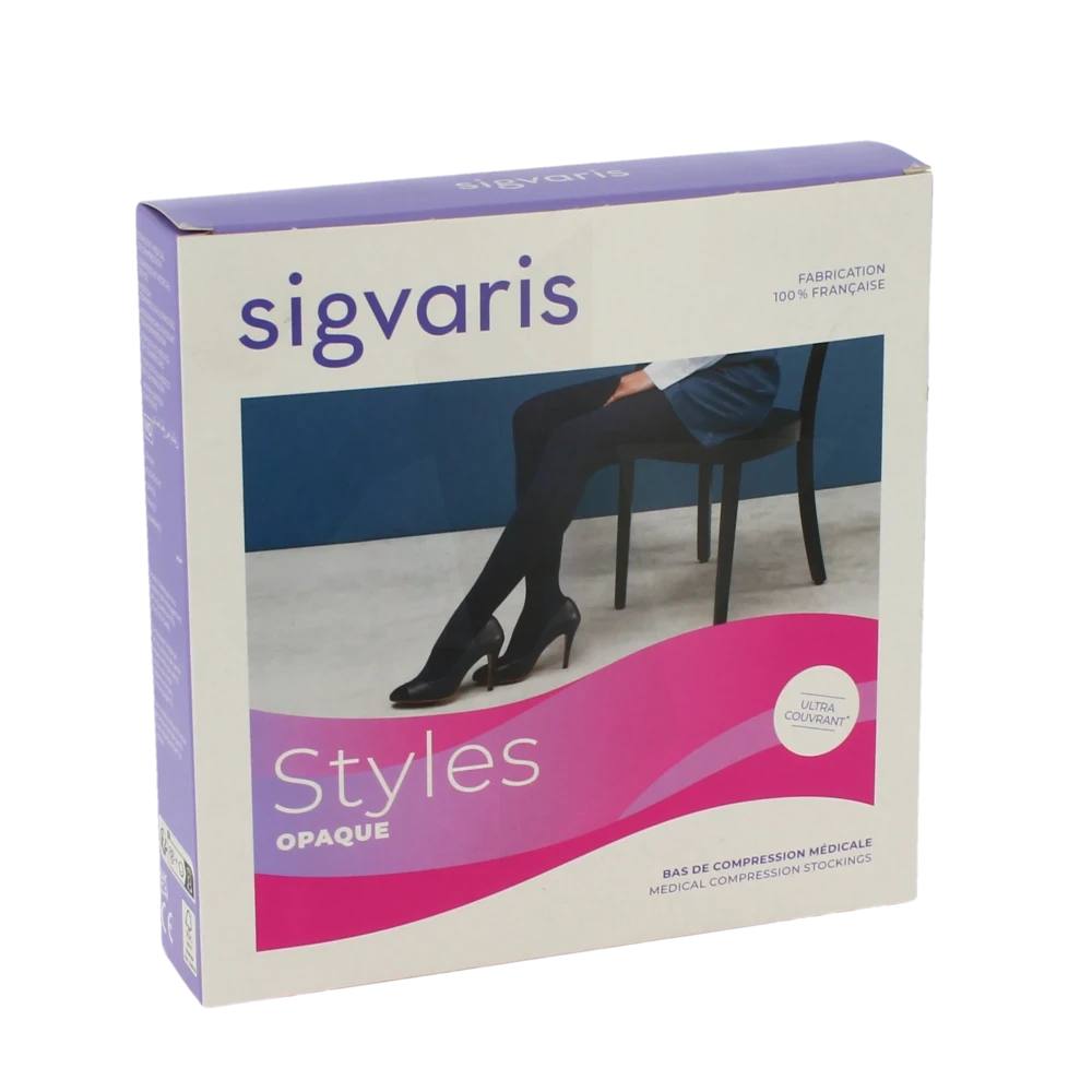 Sigvaris Styles Opaque Bas Auto-fixants  Femme Classe 2 Noir Medium Normal