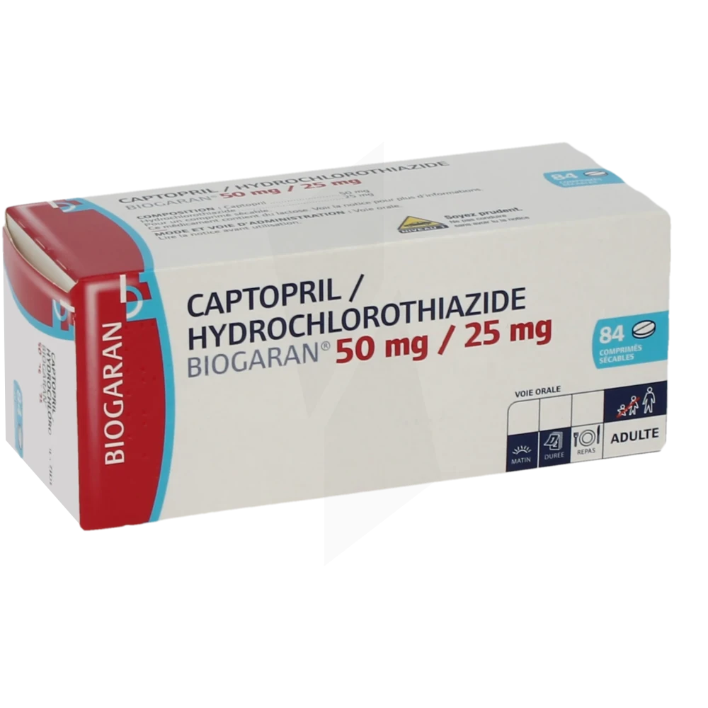 Captopril/hydrochlorothiazide Biogaran 50 Mg/25 Mg, Comprimé Sécable