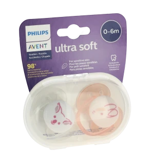 Avent Sucette Ultra Douce Silicone 0-6mois Girl Nude B/2
