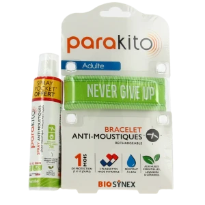 Parakito Bracelet Anti-moustique Adulte Good Vibes Vert +spray Offert 30ml