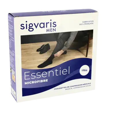 Sigvaris Essentiel Microfibre Chaussettes  Homme Classe 2 Gris Clair Small Normal à MARTIGUES