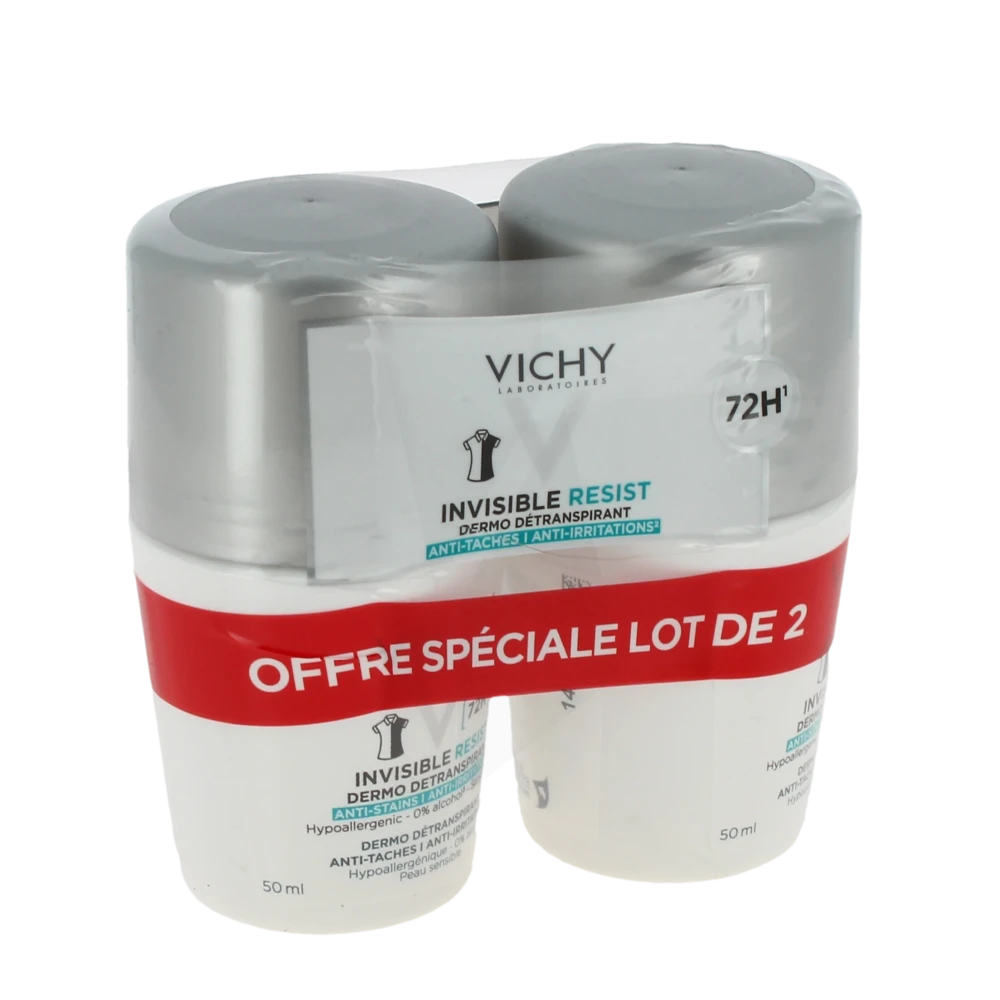 Vichy Deodorant Dermo-tolerance Dermo-détranspirant Invisible Protect 72h Anti-taches Anti-irritations 2roll-on/50ml