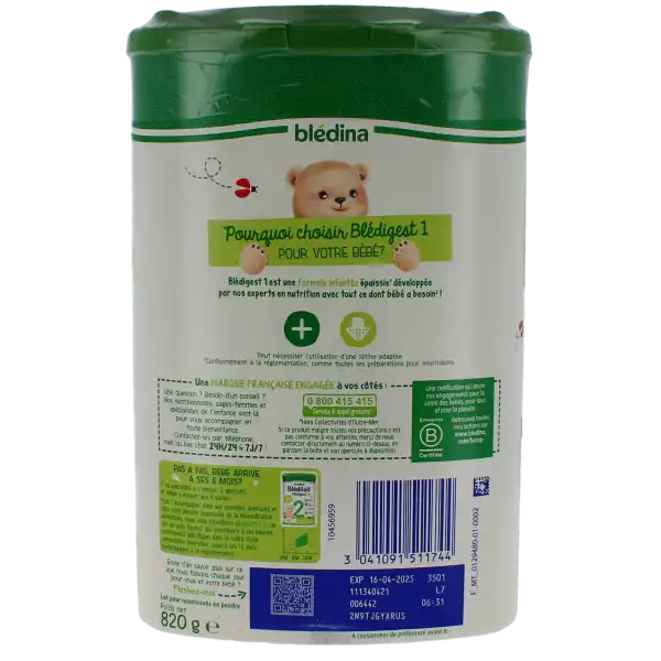 Blédina Blédilait Premium 1 Lait En Poudre B/820g