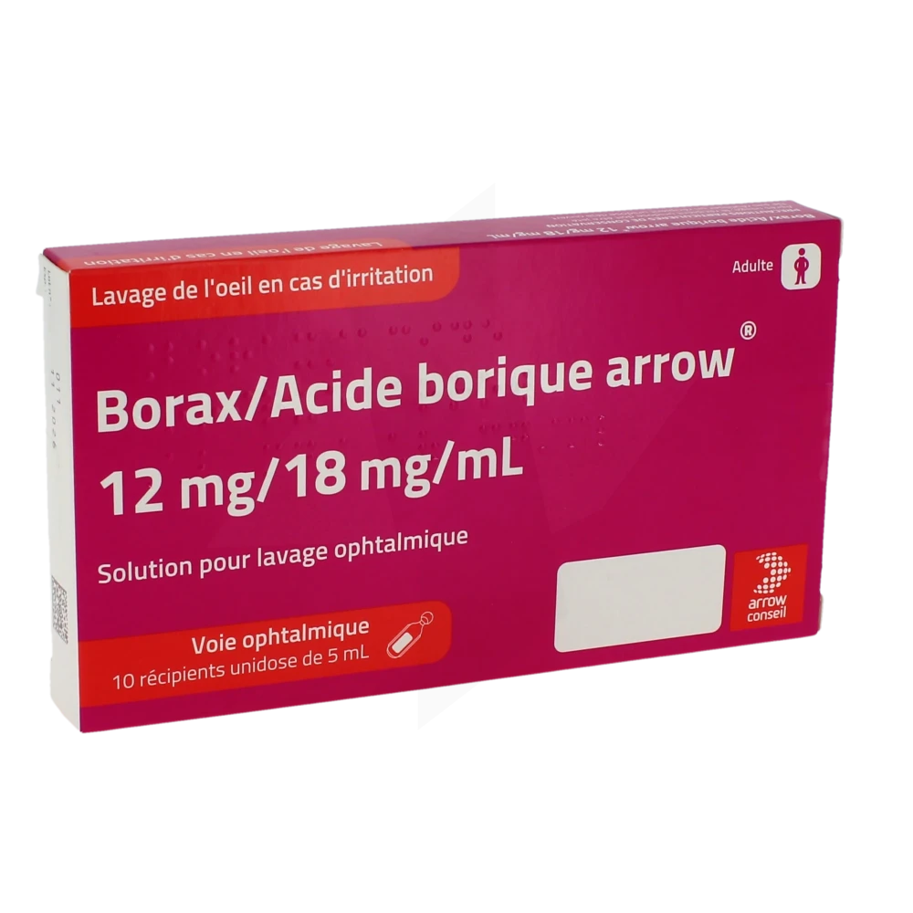Borax / Acide Borique Arrow 12 Mg/18 Mg/ml, Solution Pour Lavage Ophtalmique En Récipient Unidose