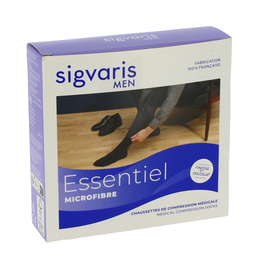 Sigvaris Essentiel Urban Microfibre Chaussette Classe 2 Homme Marine Long L