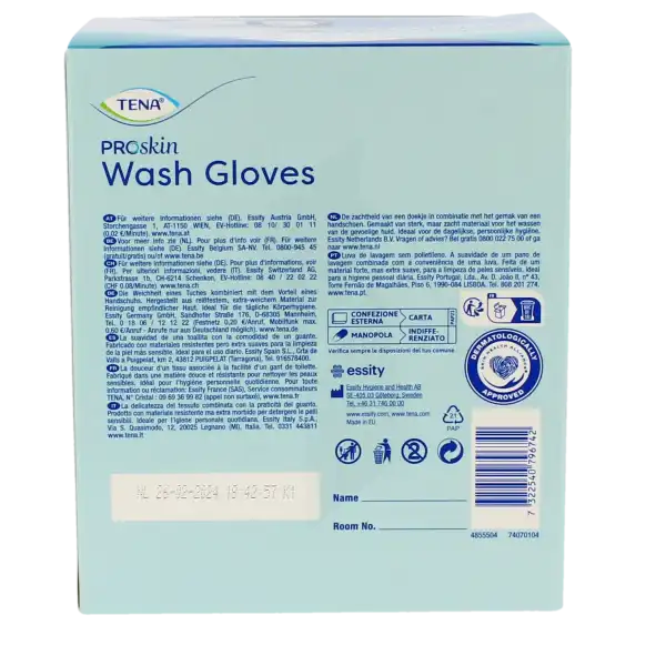 Tena Wet Wash Glove Gant Jetable Soft & Strong B/12