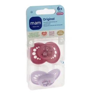 Mam Original Sucette Silicone 6mois+ Nature B/2