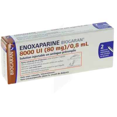 Enoxaparine Biogaran 8000 Ui (80 Mg)/0,8 Ml, Solution Injectable En Seringue Préremplie à Hagetmau